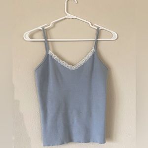 Brandy Melville one-size blue v-neck lace tank top